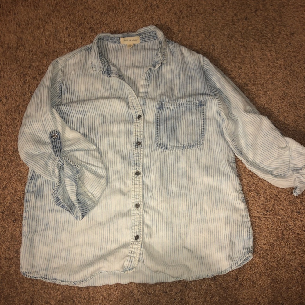 Anthropologie Cloth & Stone chambray striped top